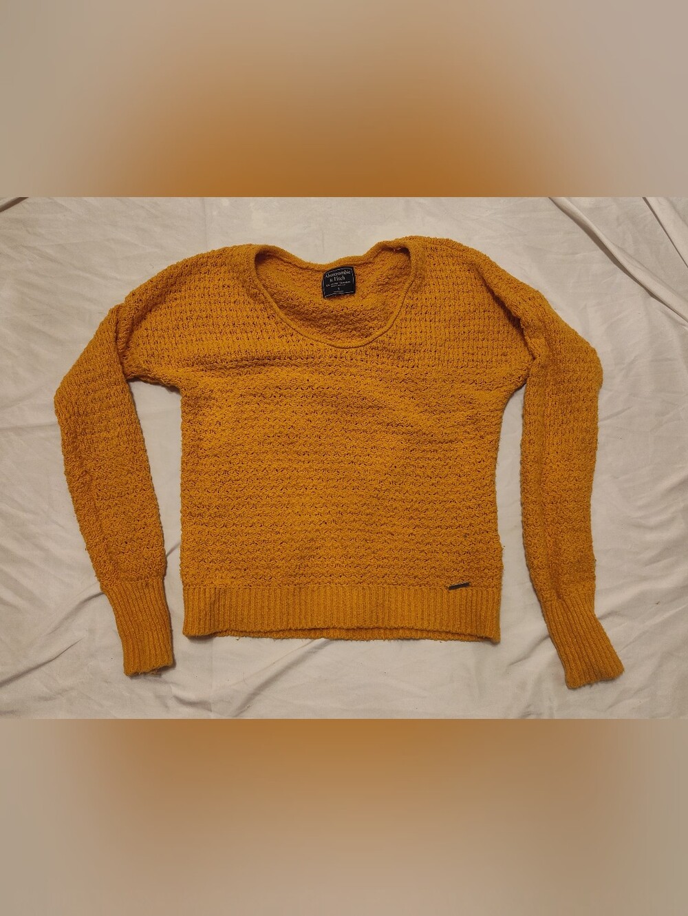 Abercrombie & Fitch Mustard Textured Scoop Neck Sweater Size S